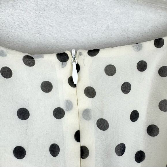 Vintage Y2K Mod Retro Polka Dot Lace Waist Babydoll Midi Dress Cream/Black Sz 8 - Picture 14 of 16